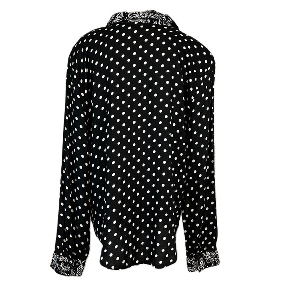 Vintage Womens Polka Dot Blouse Size L Long Sleeve Button Up Twee Classic 90s‎ - Picture 2 of 12